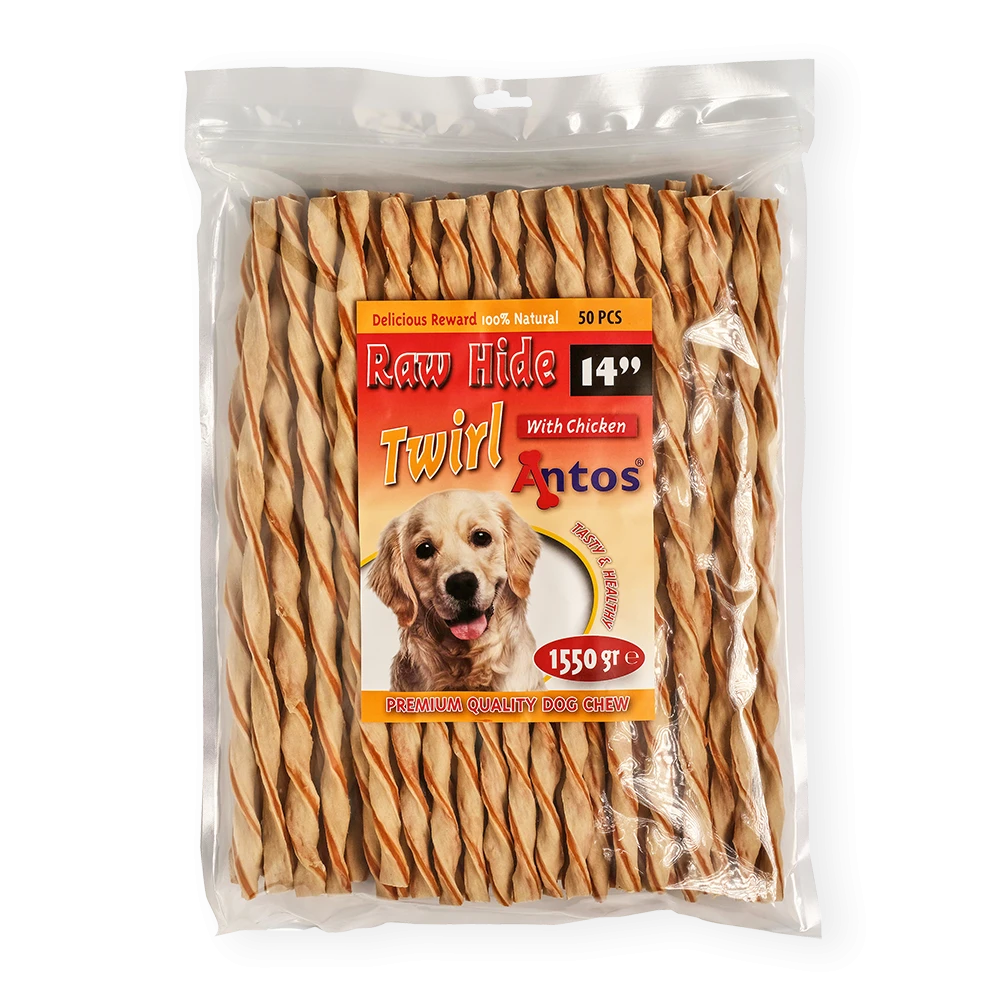 Raw Hide White + Chicken Twirl 14" 50 pezzi