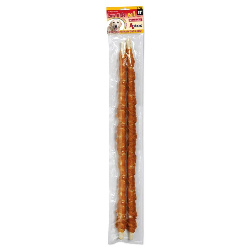 Raw Hide White + Chicken Roll 18" 2 pezzi